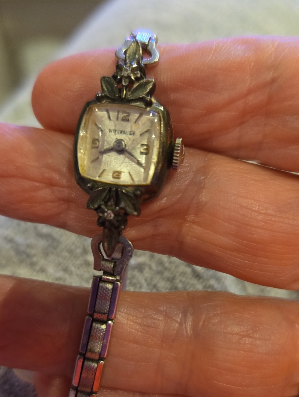 Vintage 10k Gold Bezel Women's Dress Watch - White Dial